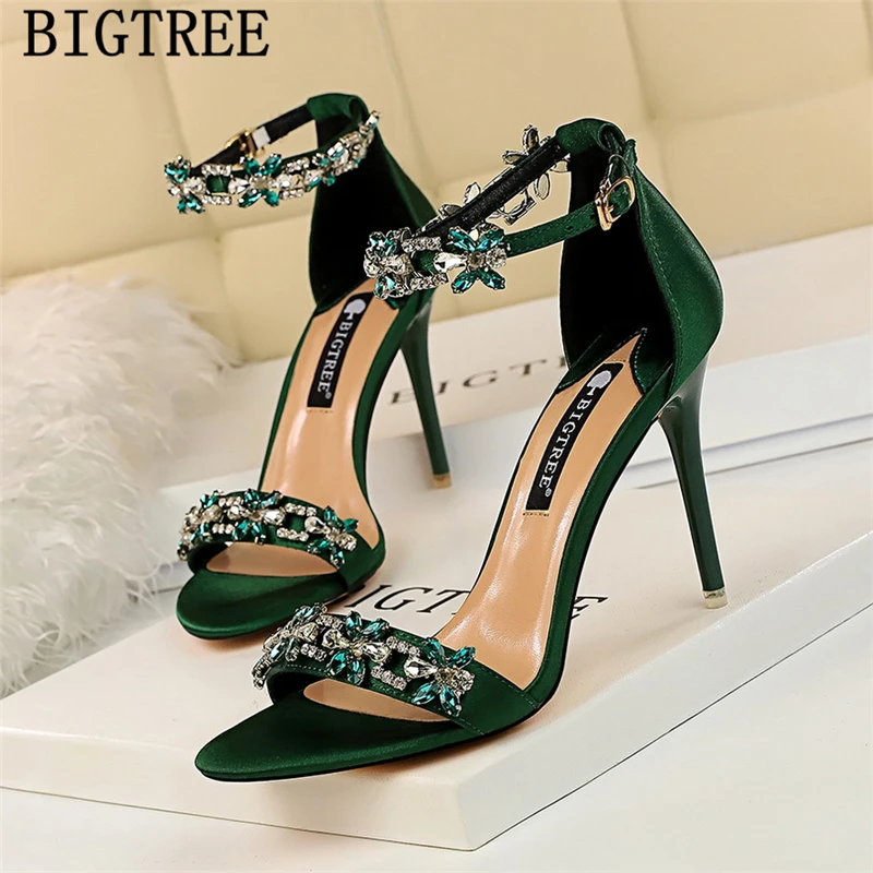 

Женские босоножки на высоком каблуке Bigtree, летние сандалии на высоком каблуке-шпильке, 40 цветов