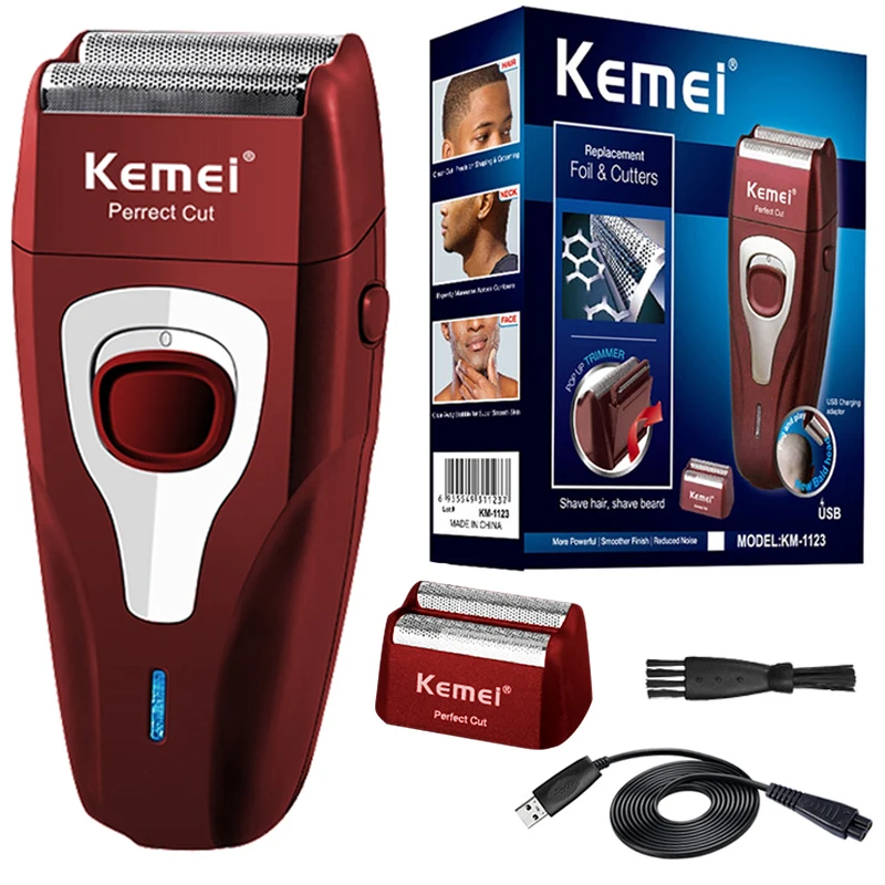 Перезаряжаемая Бритва для волос и бороды Kemei 1123 мощная электрическая бритва