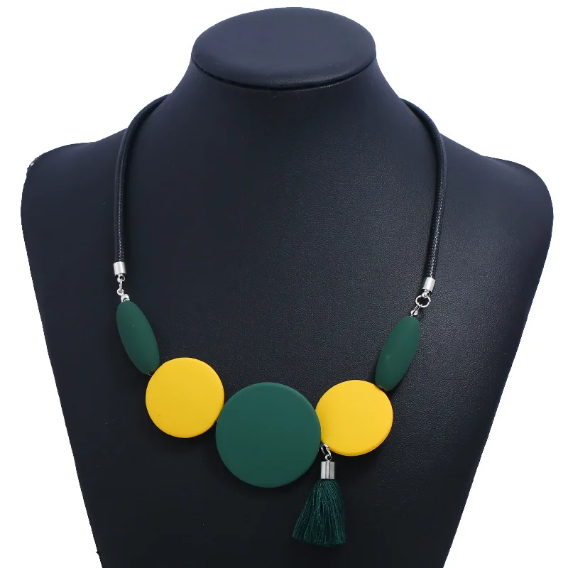 Женская цепочка на свитер с длинной кисточкой корейский стиль геометрические