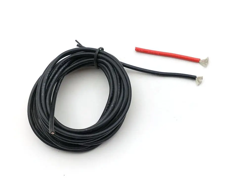 1 Катушка 3 м Черная/красная Высококачественная силиконовая проволока 16 AWG Гибкая