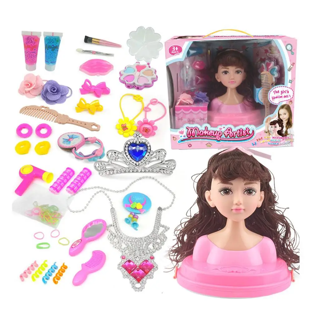 Светло-серый Макияж кукла голова девушки Playset с красоты и модные аксессуары - Цвет: Светло-серый
