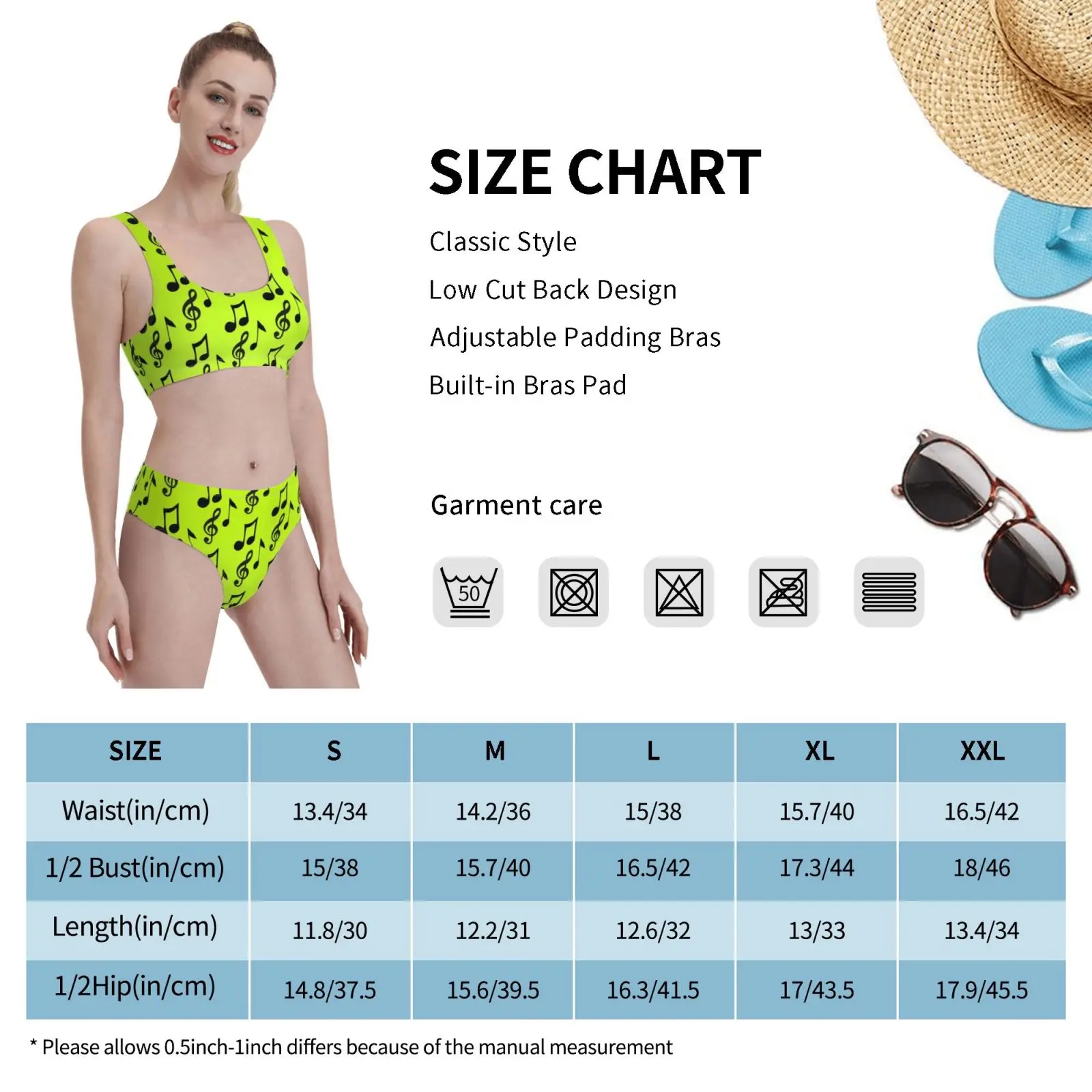 

Music , Art With Musical Notes-Pop Music Swimsuit one piece Bikini Padded Music Art With Pop Music Musical Notes