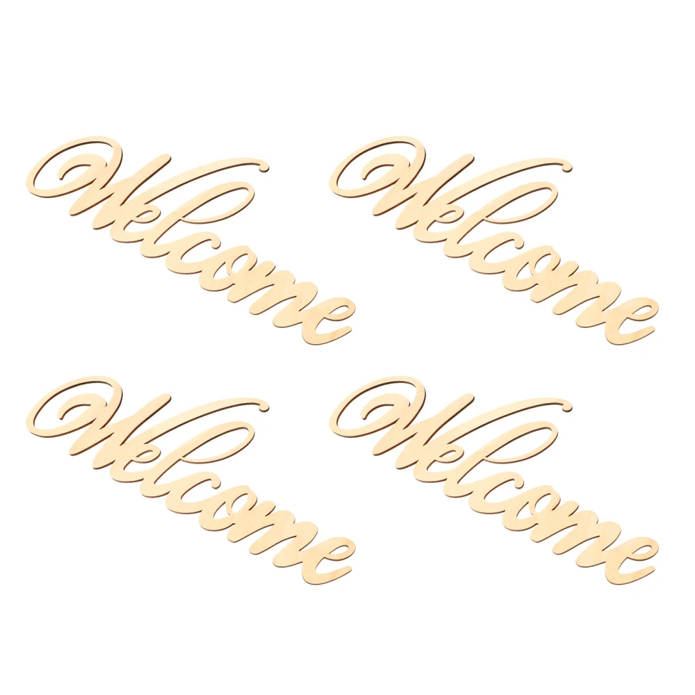 

1 Set 4 Pcs Hollow Hanging Decors Wooden Carved Letter Pendants Home Decors