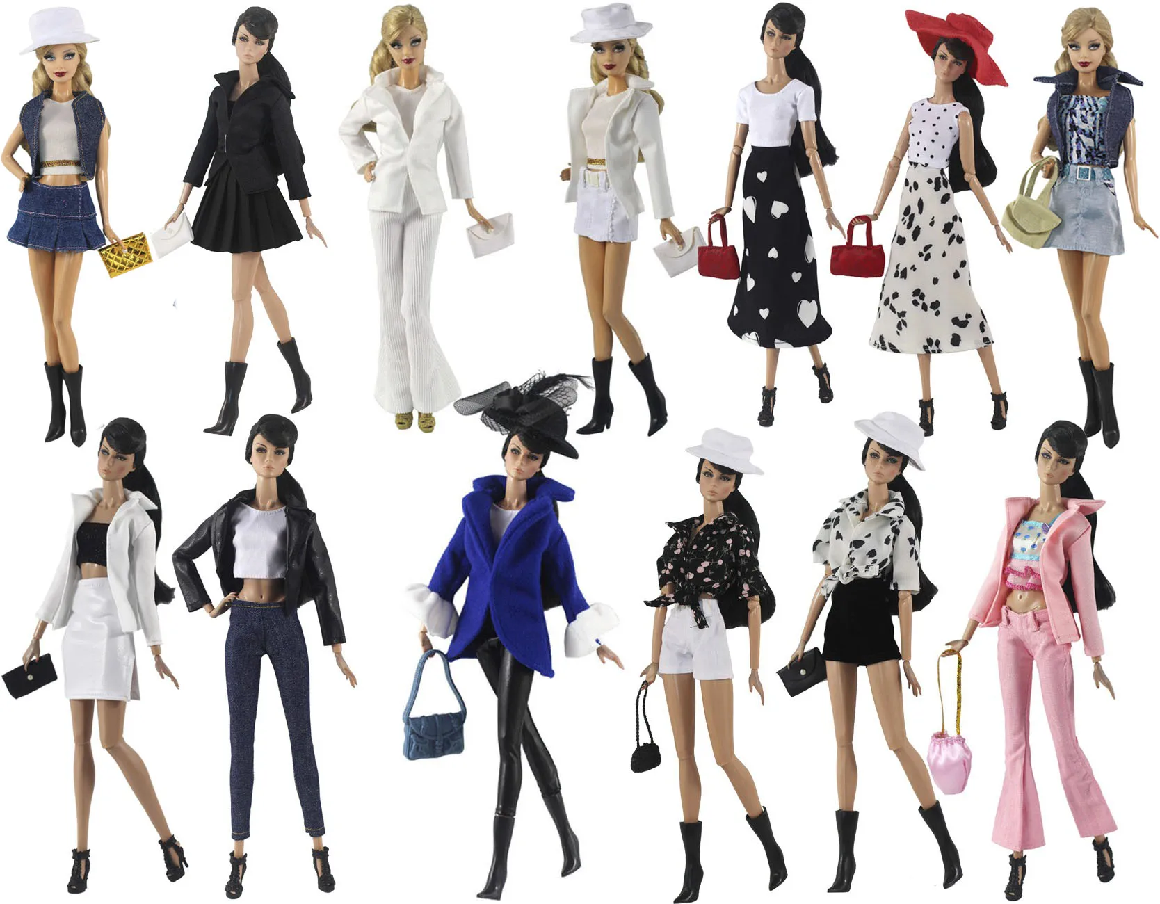 

Комплект одежды/зимняя одежда, верхнее пальто, штаны, шапка, сумка, наряд, костюм для Барби 30 см, xinyi kurhn Fr2 ST, шарнирная кукла/Одежда для куклы н...