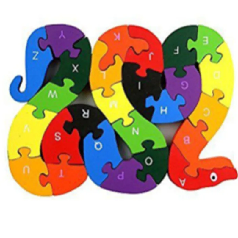 

Mandlin 2021 New Colorful wood blocks alphabet digital twisted snake puzzle wooden toys children 26 letters kids Educational toy