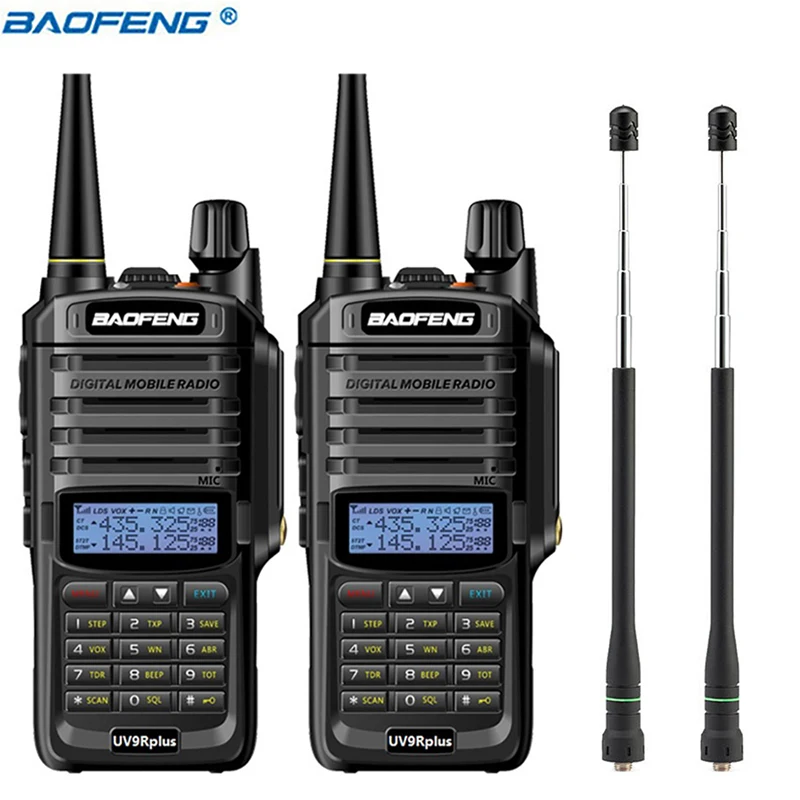 2 шт. baofeng UV-9R plus Водонепроницаемая портативная рация Высокая мощность двухстороннее радио VHF UHF портативная рация uv9R plus - Цвет: add longer antenna