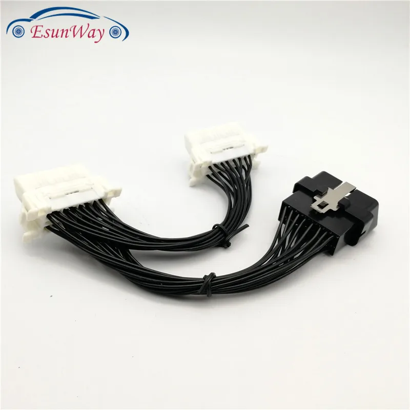 OBD2 16 Pin Штекерный двойной Женский Удлинительный кабель OBD адаптера Y сплиттер