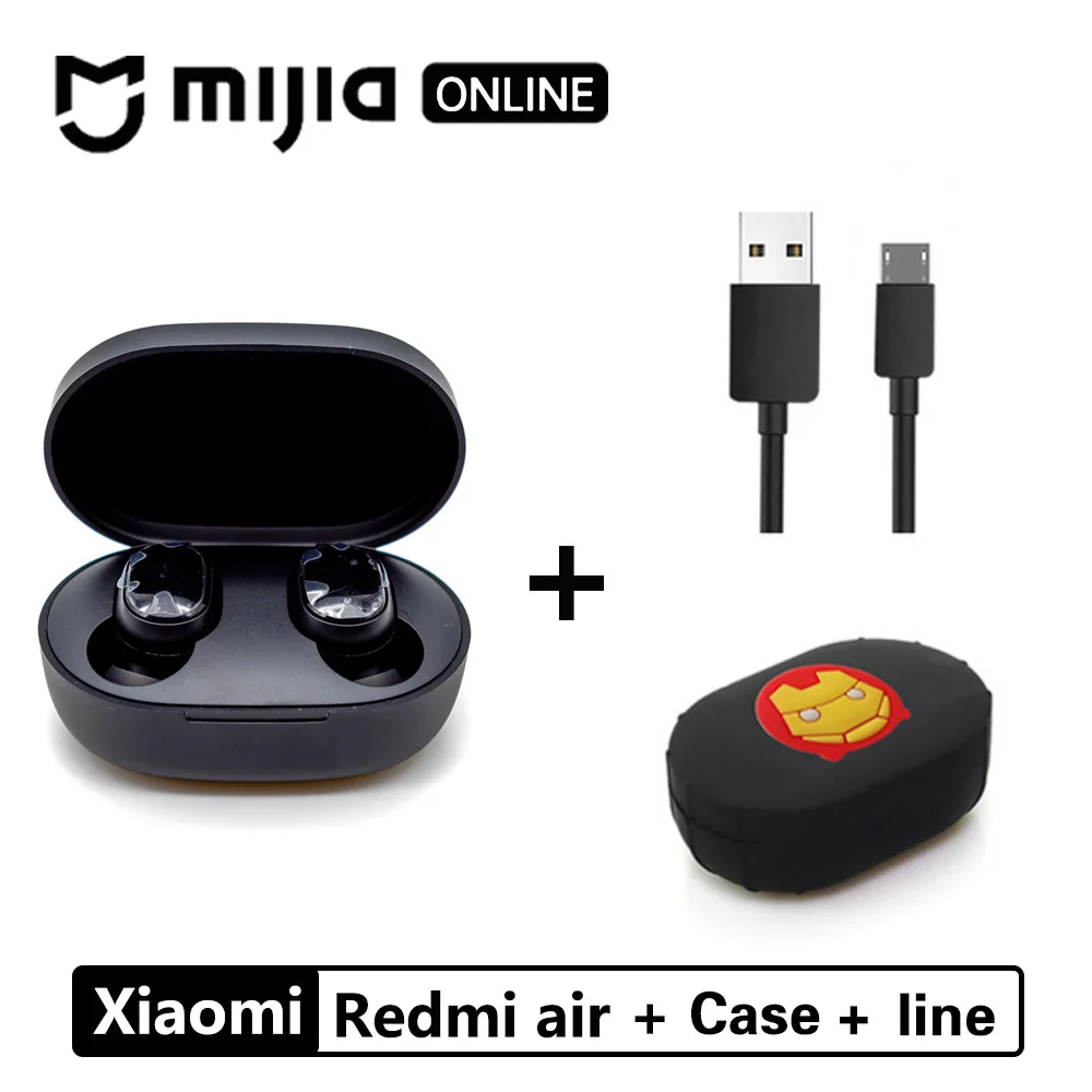 Xiaomi Redmi Airdots TWS Bluetooth 5,0 наушники стерео беспроводные активные шумоподавления с микрофоном свободные Наушники управление AI - Цвет: cn with line bag