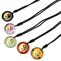 factory selling hand polished taiji yin yang fish pattern round jewelry necklace for healing