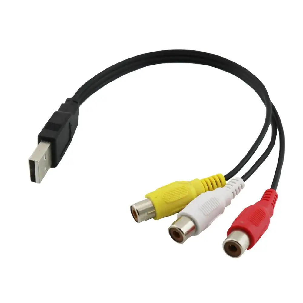 1x USB 2 0 A папа к 3 RCA мама адаптер аудио преобразователь видео AV A/V Y кабель для HDTV 25 см