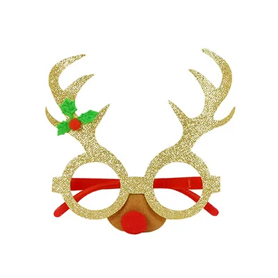 gold long antlers Рождественские украшения для взрослых и детей, праздничные игрушки Санта снеговик, рога, очки, праздничное украшение - Цвет: gold long antlers