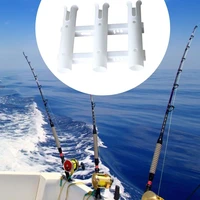 white nylon small and exquisite fishing rod holder 3 tube wall mounted tough rack fishing pole bracket for boat storage rack