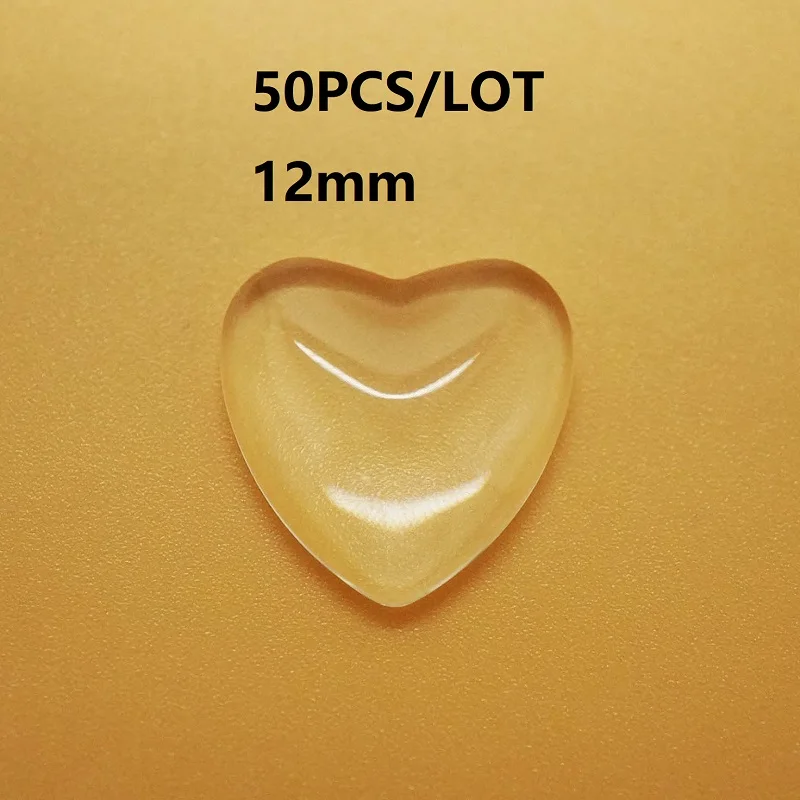 heart 50pcs 12mm Качественный комплект из двух предметов, 8/10/12/14/16/18/20/25 мм кабошоны круглые овальной формы сердца слезы прозрачный Стекло кабошон для DIY кулон для изготовления ювелирных изделий - Цвет: heart 50pcs 12mm