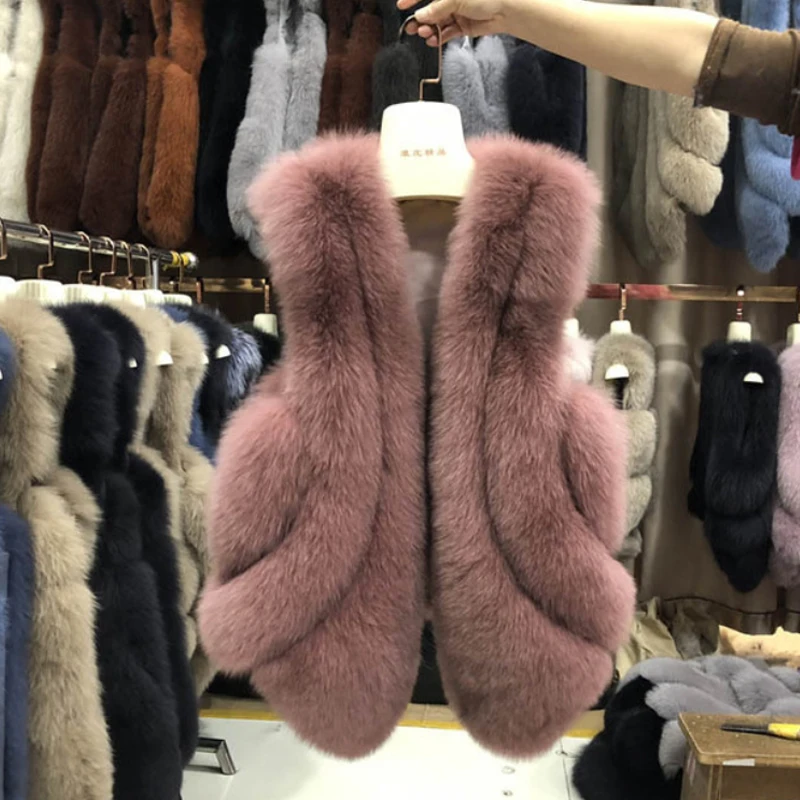 Новинка,, женский жилет из искусственного меха, пальто, зимняя куртка, без рукавов, манто, femme hiver