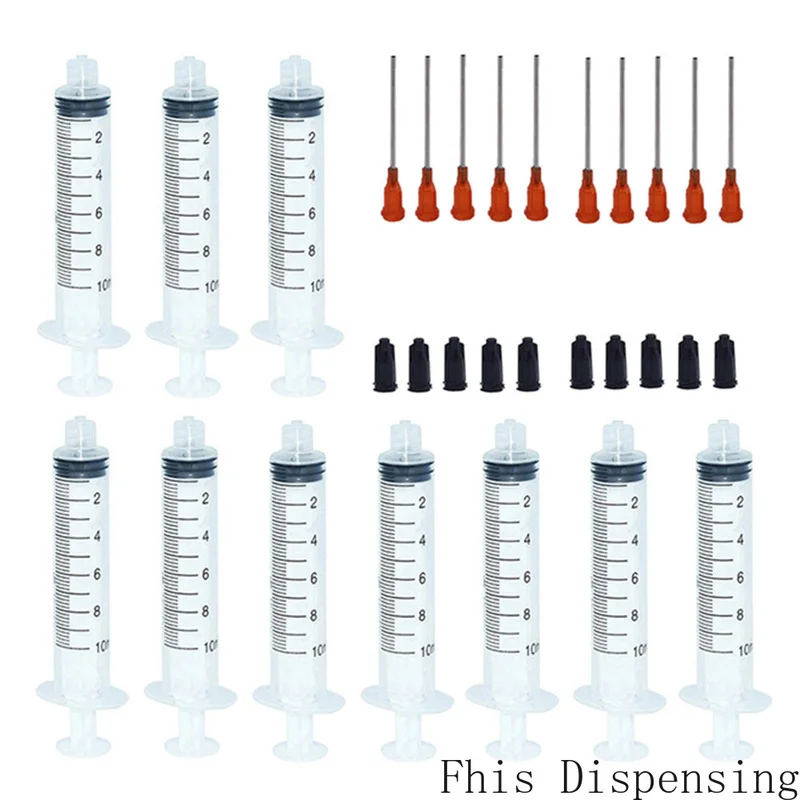 10ml/10cc Luer Lock Syringes with 1.5" 15G Blunt Tip Fill Needles and Black Hat Pack of 5 |