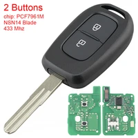 car key 433mhz 2 buttons car remote key with pcf7961m chip and nsn14 blade fit for renault symbol trafic dacia duster logan