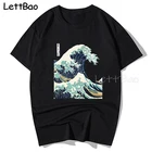 Футболка Kanagawa мужская с японским принтом, крутая Повседневная тенниска с круглым вырезом, модная майка в японском стиле, лето