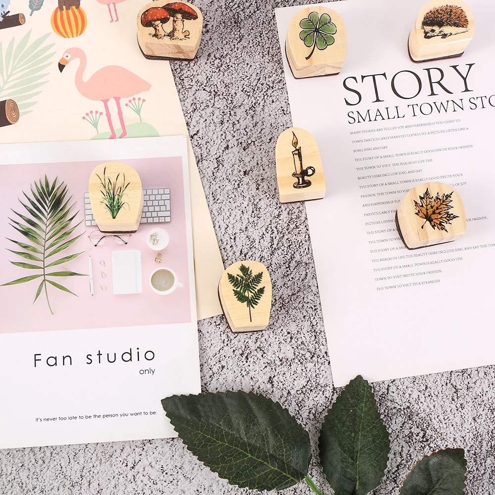 1 шт. винтажный животный растительный Лес Серия Деревянный штамп DIY Ремесло