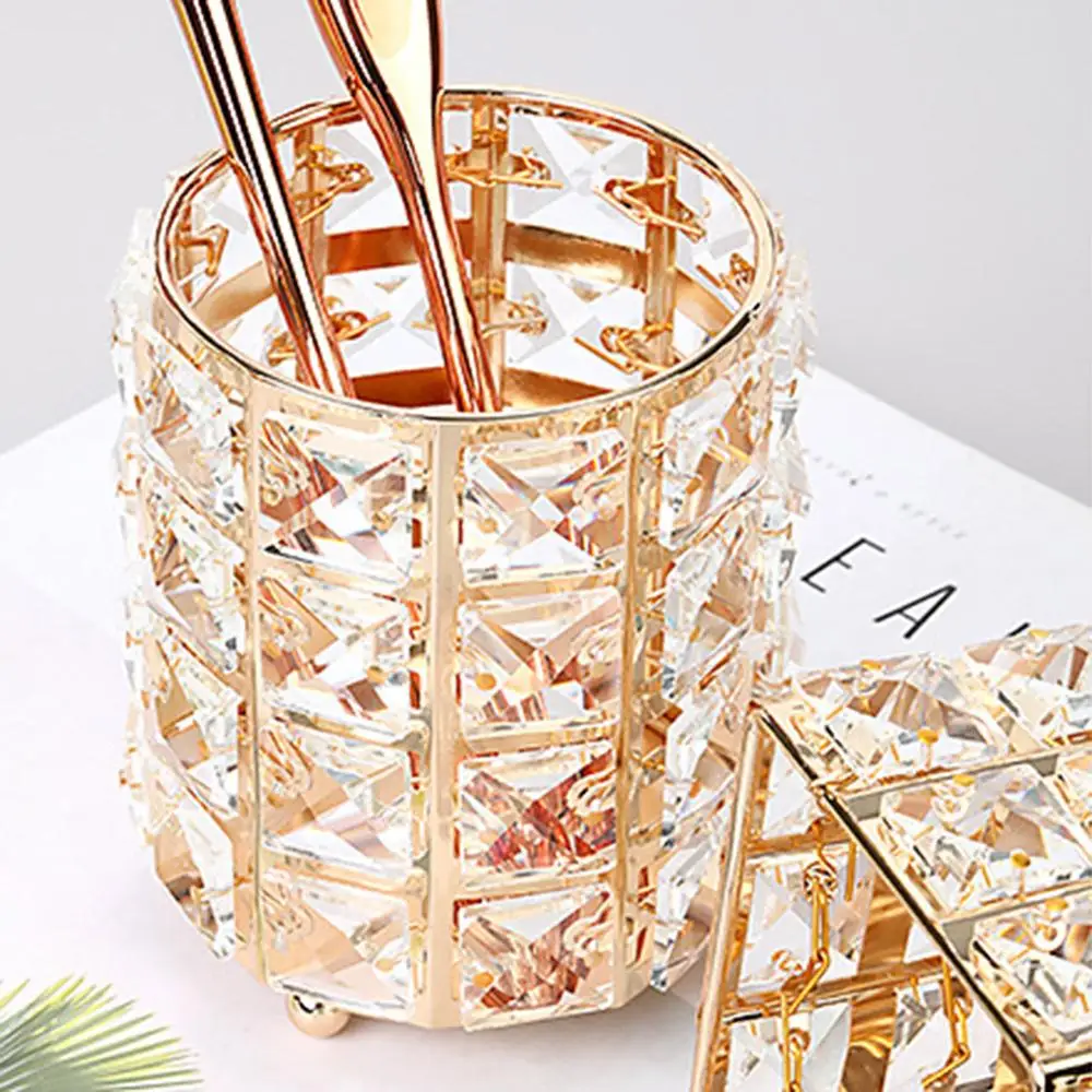 Роскошный Кристальный металлический держатель для кистей макияжа трубка