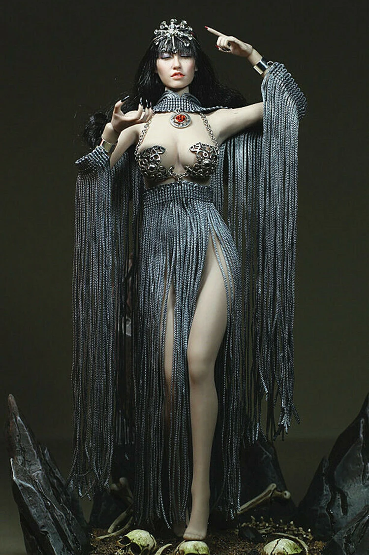 1/6 женская одежда богини воина на заказ накидка с кисточками металлическое