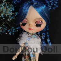 icy nbl blyth doll 16 joint body 30cm bjd toys white shin sculpting and makeup handmade matte face small eyes with blue wig
