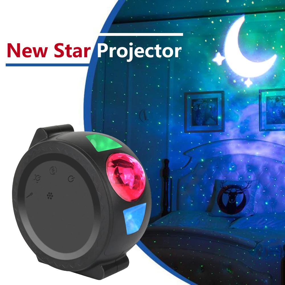 

Smart LED Star Sky Projector Light Moon Star Cloud Night Lamp 360 Degree Rotation 6 Colors Ocean Wave Light Decoration