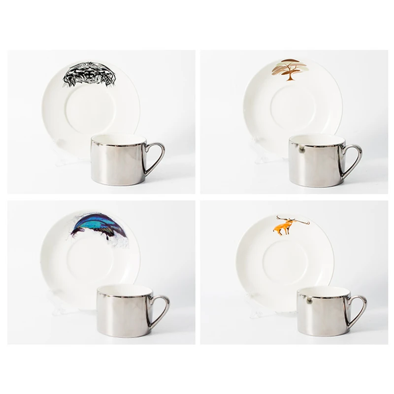 Отражающая фарфоровая кофейная чашка и блюдца фарфоровый кофейный набор высшего