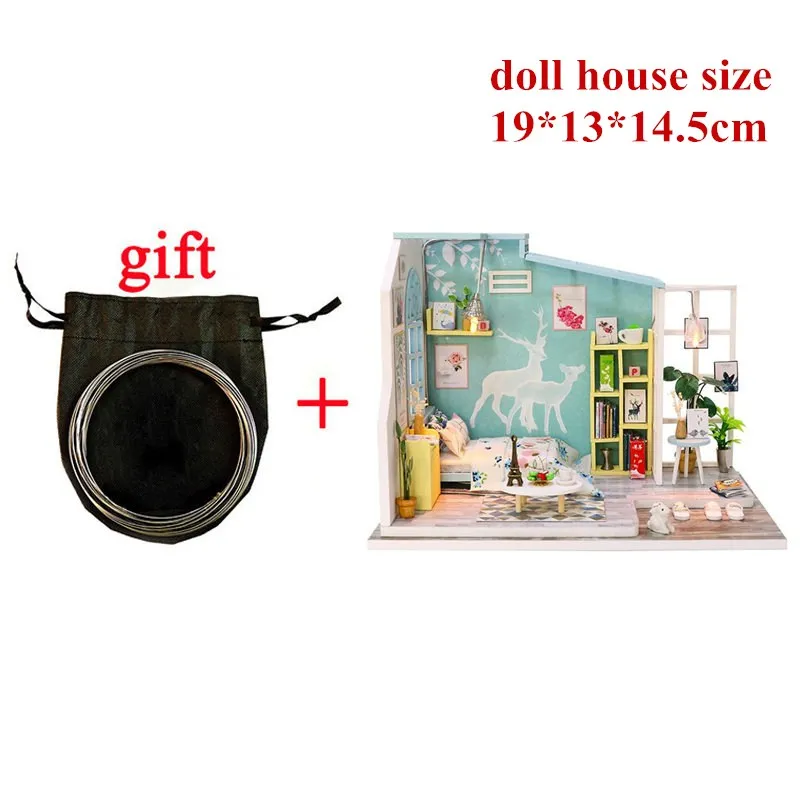 T doll house 3D Деревянный Кукольный дом Вилла мебель DIY Миниатюрная модель светодиодный светильник 3D Деревянный кукольный домик рождественские подарки игрушки для детей - Цвет: T doll house