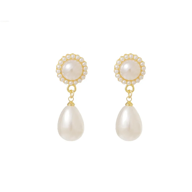

2021 New Fashion Korean Oversized White Pearl Drop Earrings for Women Bohemian Golden Round Pearl Wedding Earrings Jewelry Gift