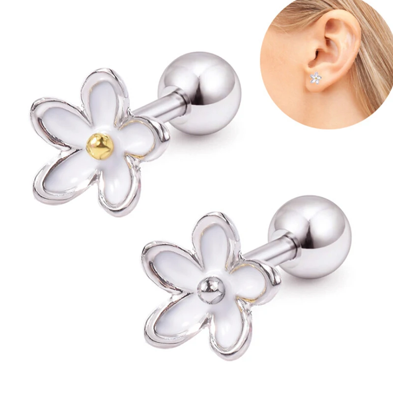 1 шт. цветное кольцо для губ стальное ушей пирсинг хрящей Oreja серьги цветок