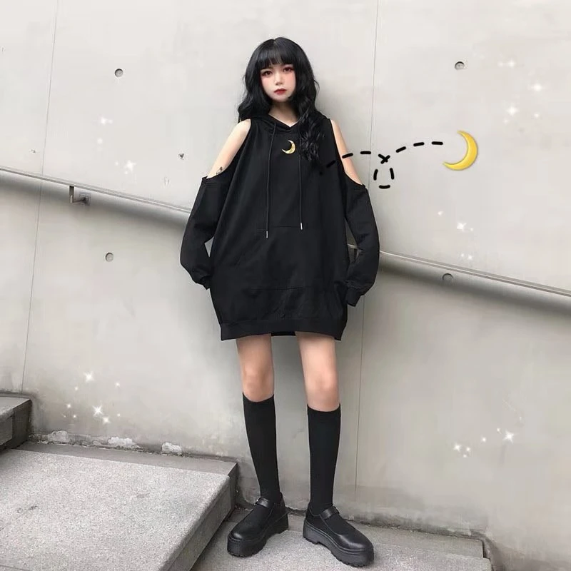 Черная серая толстовка с капюшоном оверсайз Женская Толстовка Harajuku уличная толстовка с капюшоном для женщин модная Корейская Moon Printng Толстовка для женщин