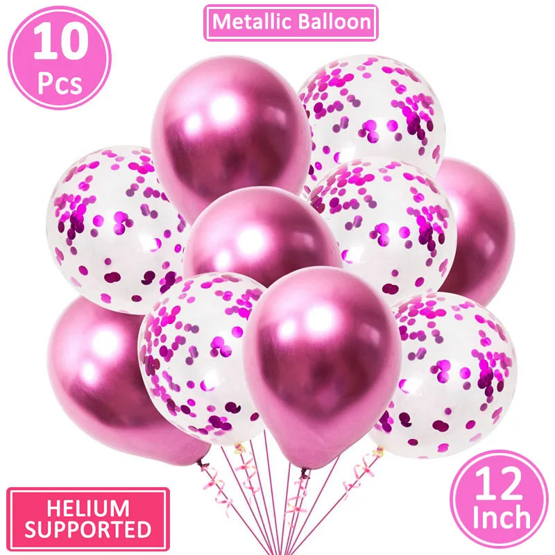 hot pink metal pearl 10 шт смешанный воздушный шар "Конфетти" Свадебные украшения для детского душа Девичник вечерние DIY Настольные принадлежности - Цвет: hot pink metal pearl