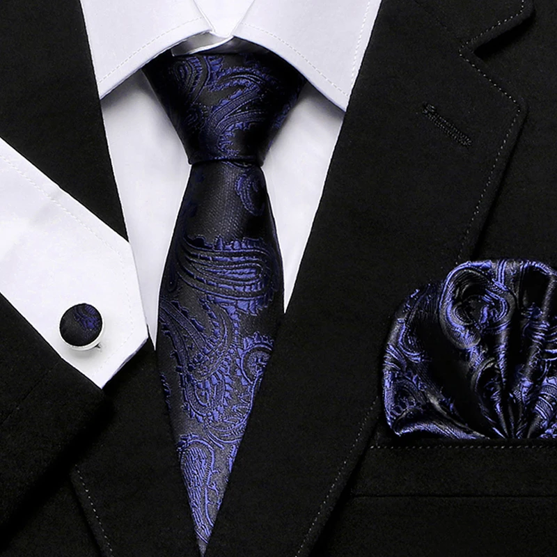 

Purple Silk Ties for Men Fashion Floral Neck Tie Hand Pocket Cufflink Set Gold Tie for Suit Wedding Wholesale