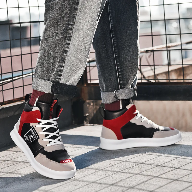 

Autumn Winter Fashion Men's Sneakers Casual Colors Leather Comfortable Lace Chunky High top Sneakers Men Shoes zapatos de hombre