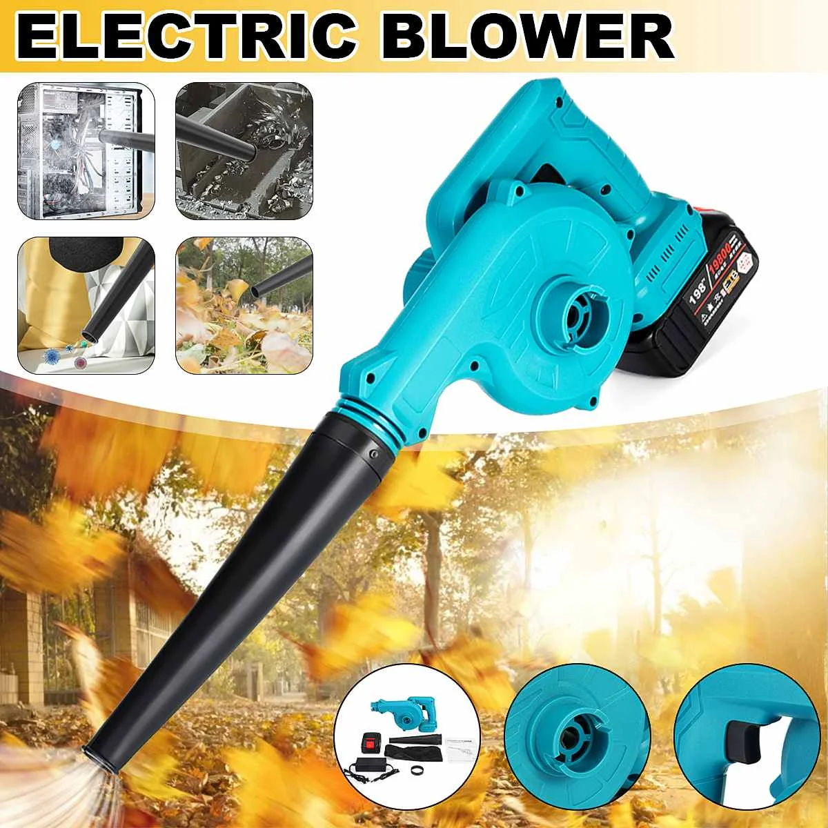 

Cordless Electric Air Blower Vacuum Cleannig Blower with 19800mAh Battery Leaf Computer Dust Collector For Makita 18V Battery