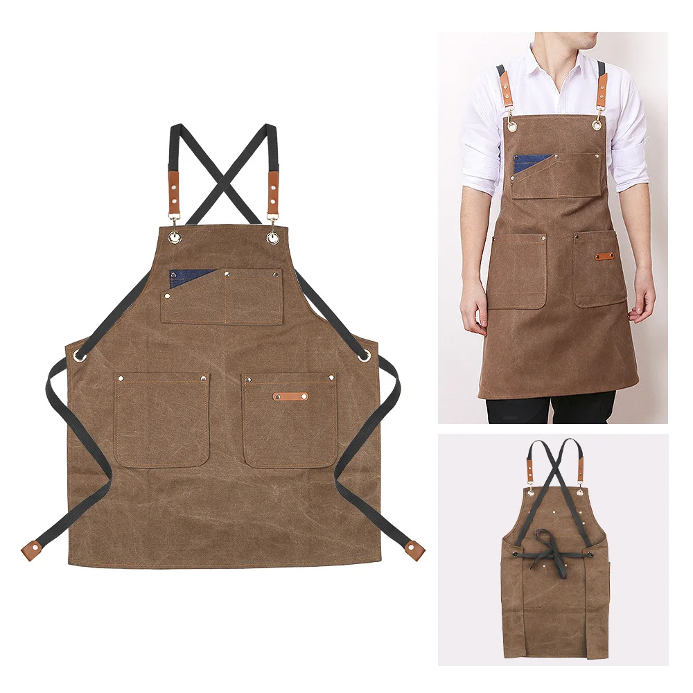 

Woman Men Chef Work Apron Home Sleeveless Aprons For Cafes Grill Restaurant Bar Shop Canvas Kitchen Aprons