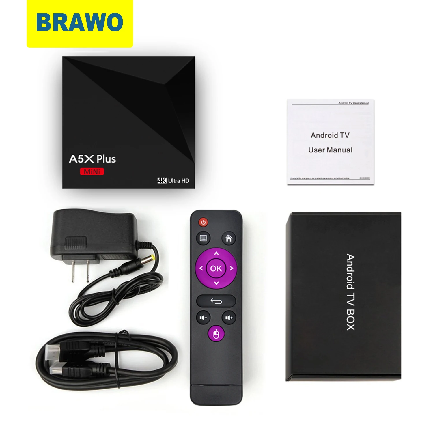 

BRAWO A5X Plus Mini Smart TV BOX Android 9.0 RK3328 Rockchip 2GB 16GB 2.4G WIFI 100M LAN HD2.0 3D USB3.0 Port Media Player