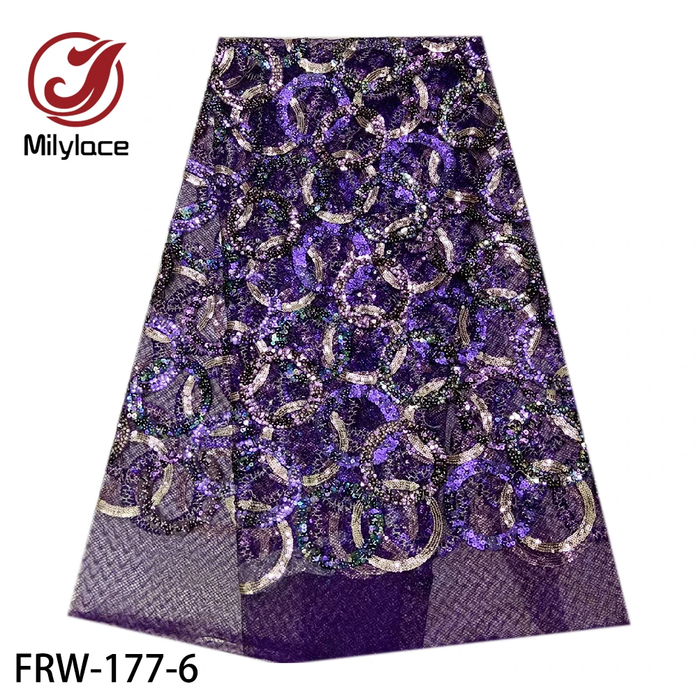 

2020 Shiny French Lace Fabric 5 Yards Sequined Tulle Lace Fabric African Sequence Net Lace for Party FRW-177