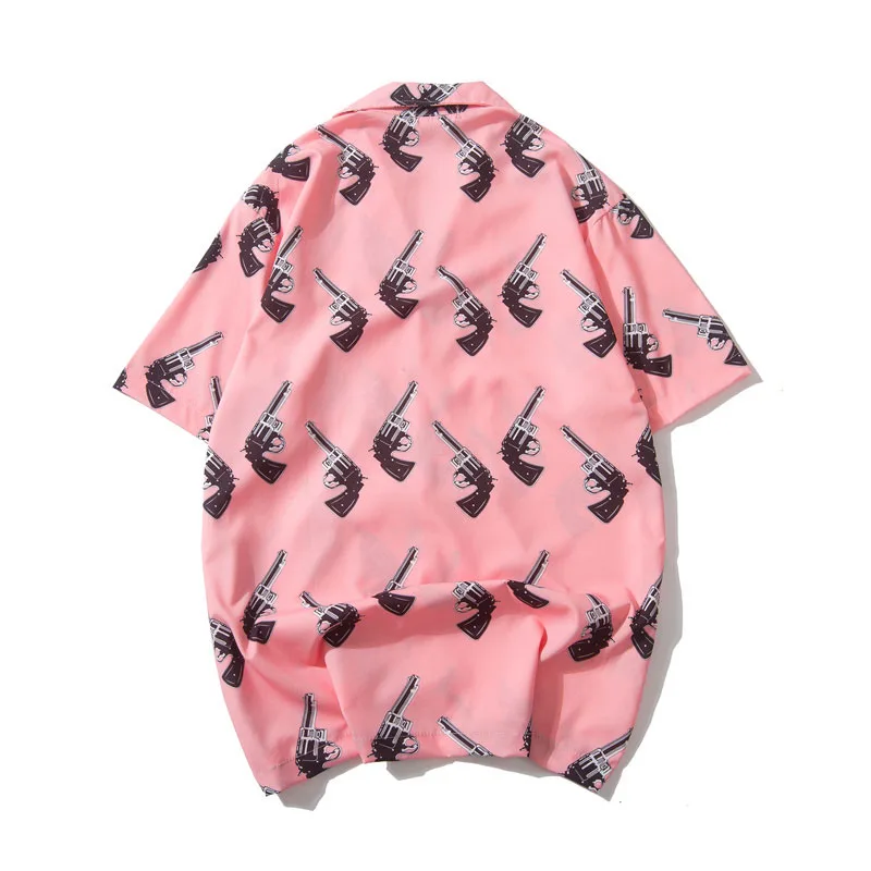Женская розовая пляжная Мужская рубашка навыпуск с ярким рисунком мужские