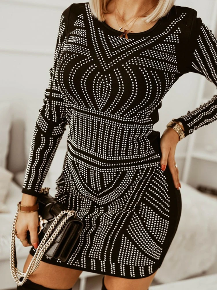 Shein Romwe платья для женщин 2021 украшение из горного хрусталя облегающее платье с
