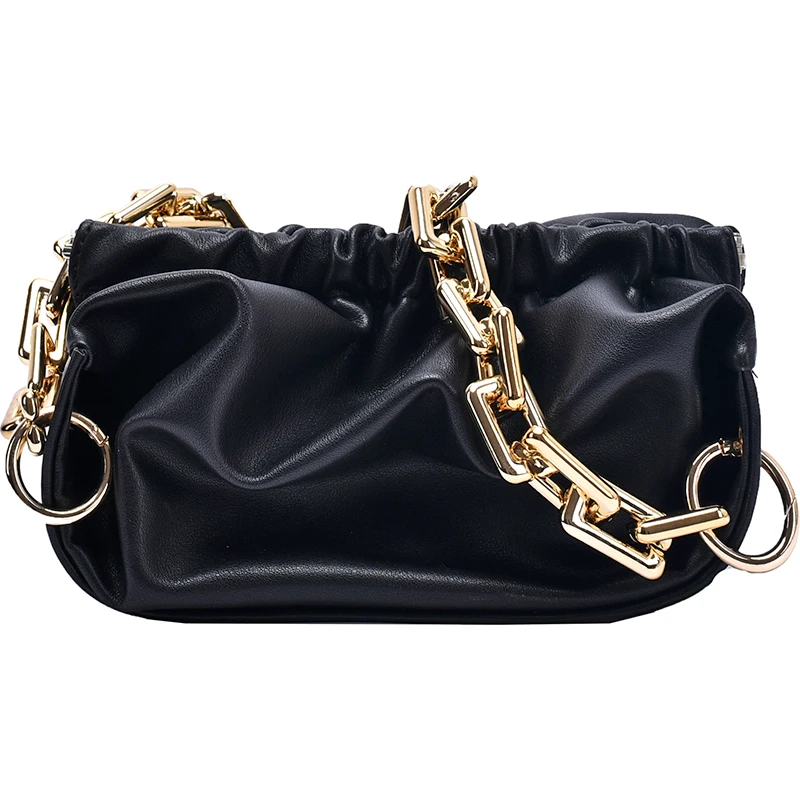 

Pleated Tote bag 2020 New High-quality Soft PU Leather Women's Designer Handbag Thick Chain Shoulder Messenger Bag Armpit bag