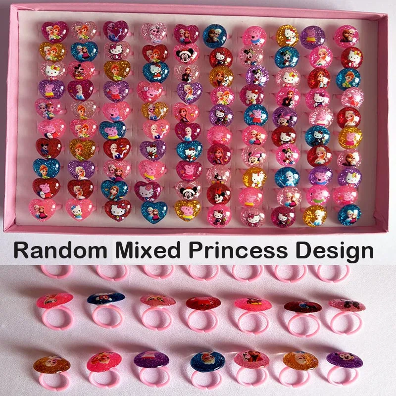 Random Mix Pricneses 36 шт/партия вечерние смешанные детское платье принцессы кольцо аксессуары День рождения украшения дети подарок Вечеринка по случаю Дня рождения детский праздничны - Цвет: Random Mix Pricneses
