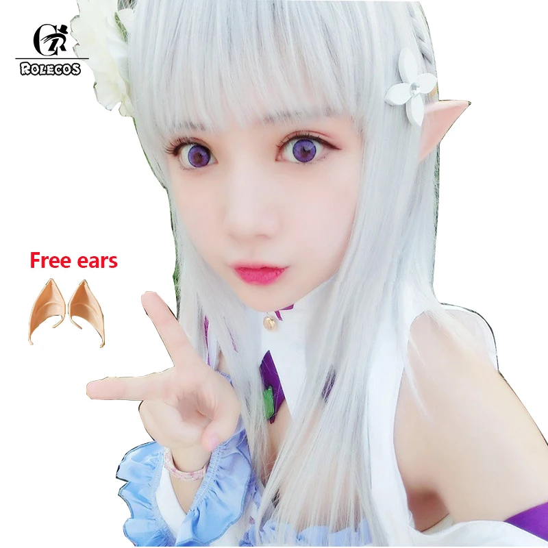 ROLECOS Re: жизнь в другом мире от Zero Emilia Косплей парики длинные серебряные прямые