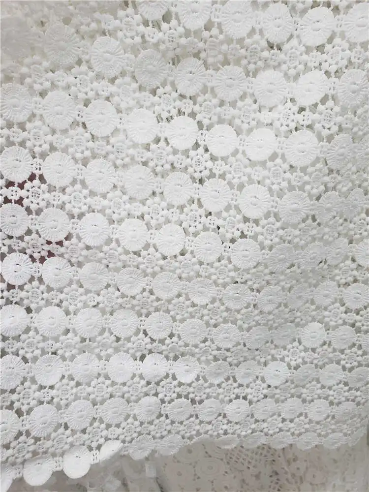 

African Eembroidery Cord Fabric Latest Classic Lace Soft High Quality White Water Soluble Fabric for Wedding Dress NN836-k