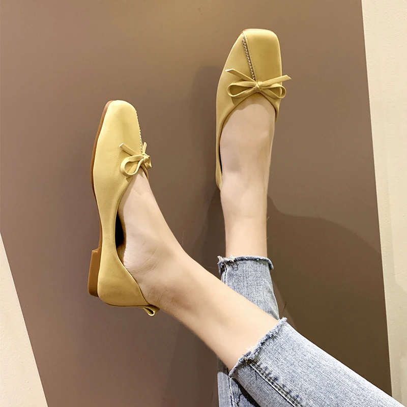 Большие размеры 35–43 весенние женские модные туфли с узлом бабочкой без шнуровки