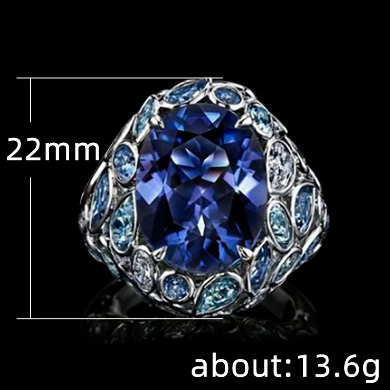 

2021 New Luxury Blue Color Engagement Ring For Women Anniversary Gift Jewelry Wholesale R5971