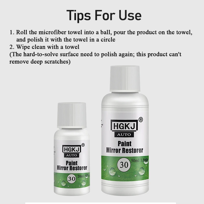 

HGKJ-AUTO-30 Paint Mirror Restorer Automotive Paint Mirror Reducing Agent Scratch Repair Car Cleaning Car Polish Car Wax TSLM1