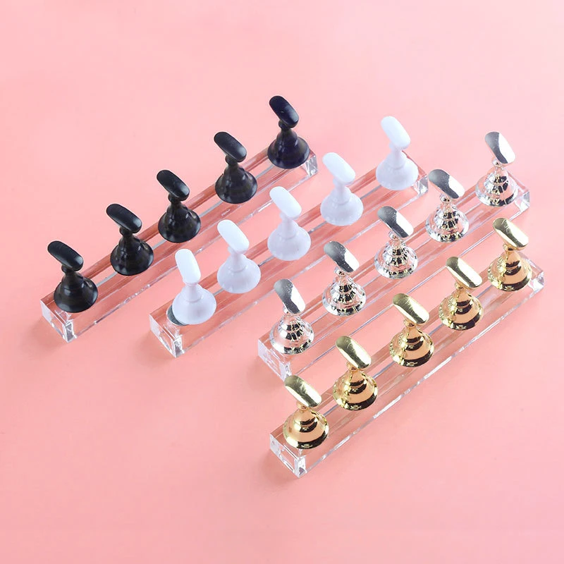 

1Set Nail Tips Holder Practice Training Display Stand Acrylic Crystal Holders Alloy False Nail Art Tip Salon DIY Manicure Tools