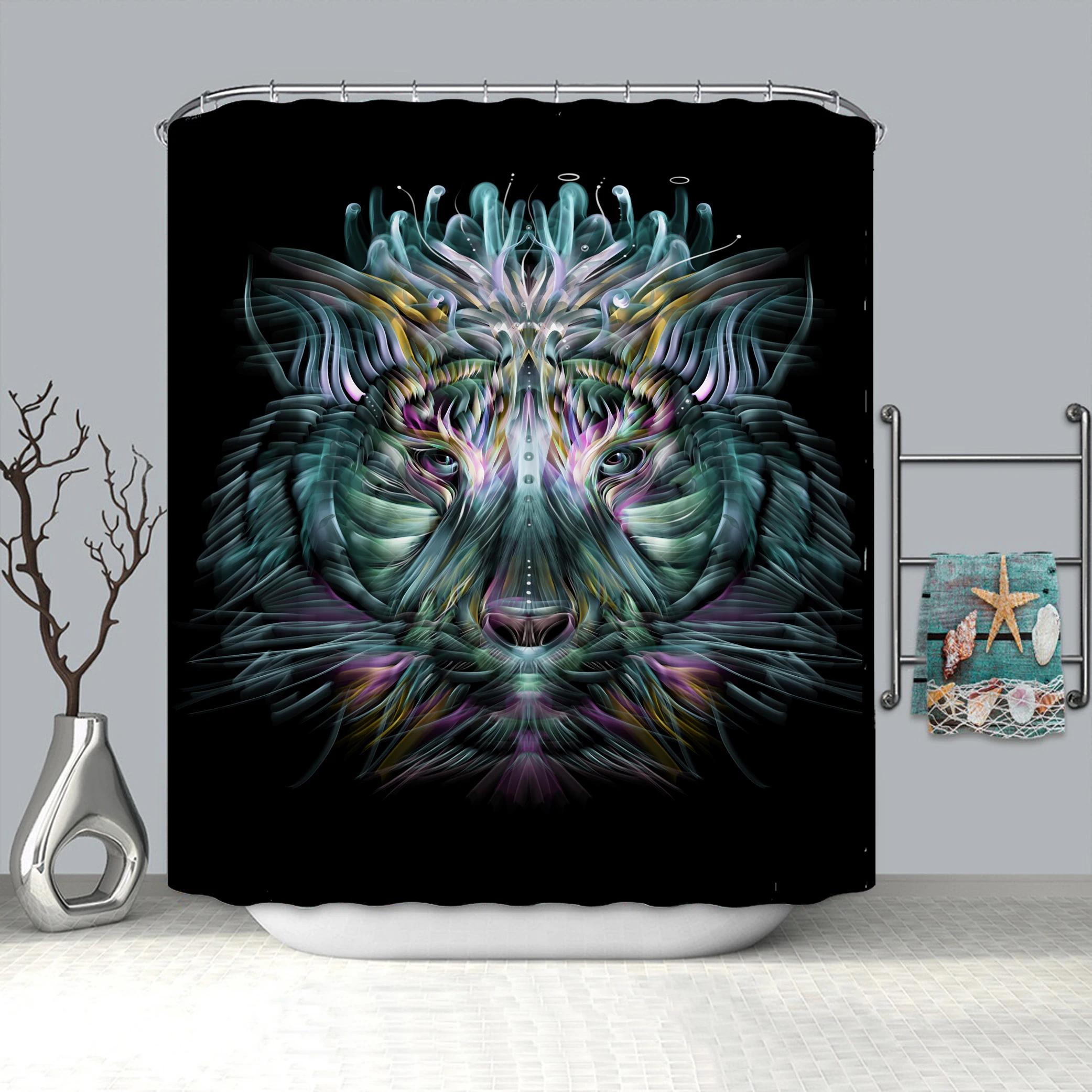 

Ancient Egypt Exotic Style Couples Bath Maple Leaf Sunflower Flowers Waterproof and Mildew Proof Shower Curtain Home Decoration