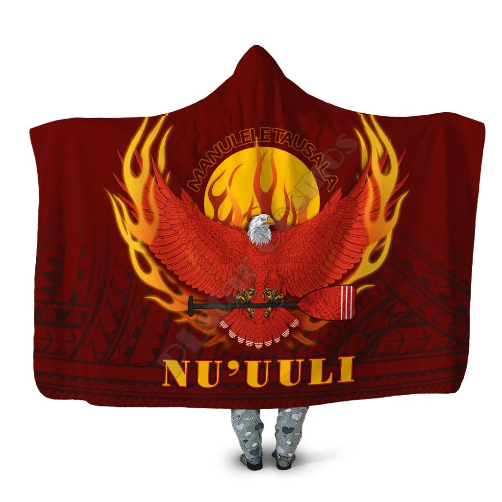 Одеяло с капюшоном Американского Самоа 3D принтом носимое одеяло для взрослых и